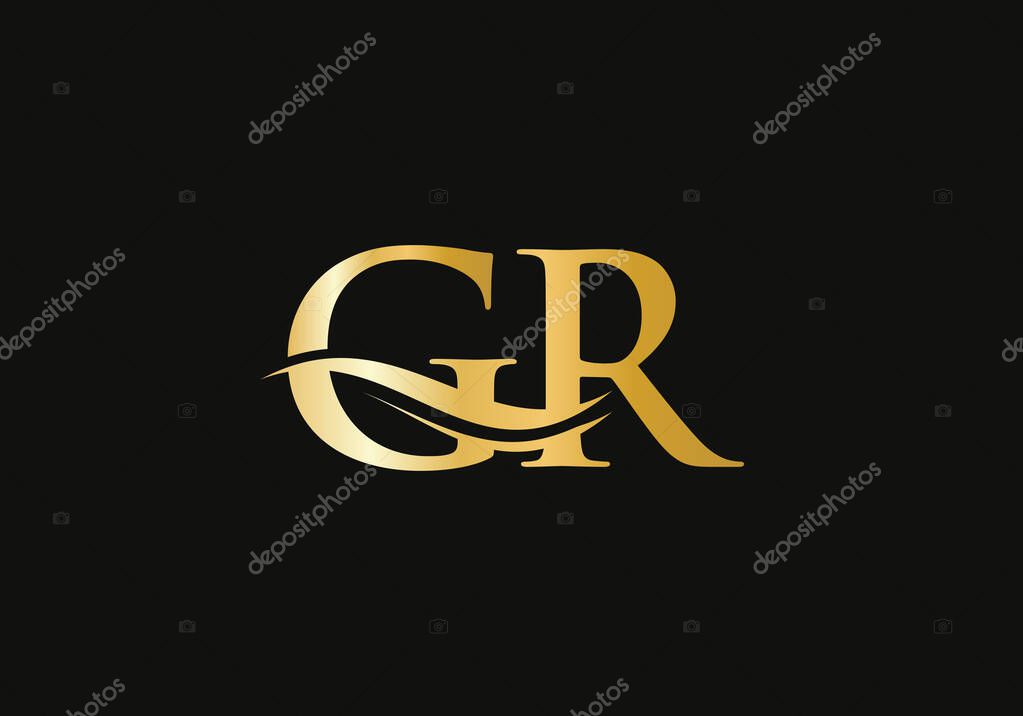Swoosh Letter GR Logo Design for business and company identity. Water Wave GR Logo with modern trendy