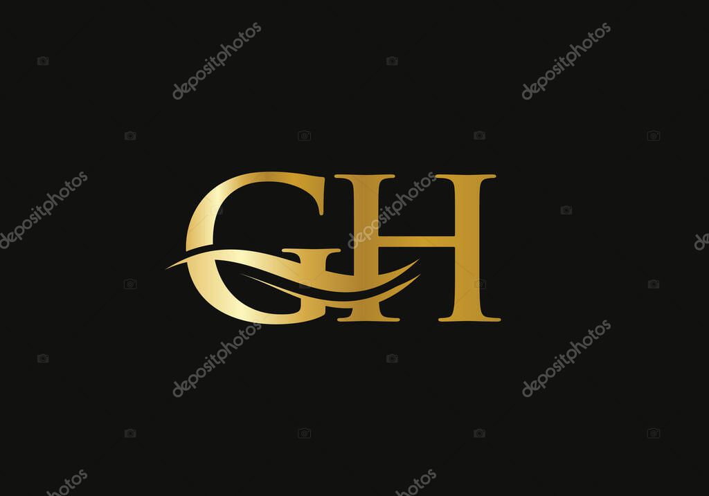 Initial monogram letter GH logo design Vector. GH letter logo design with modern trendy