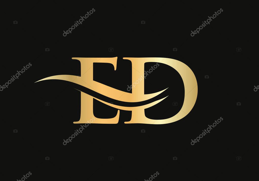 Gold ED letter logo design. ED logo design with creative and modern trendy