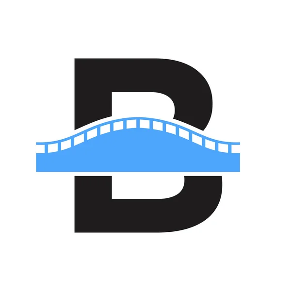 Letter Bridge Logo Transportation Journey Construction Business Vector Template — Stock Vector