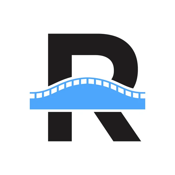 Letter Bridge Logo Transportation Journey Construction Business Vector Template — Wektor stockowy