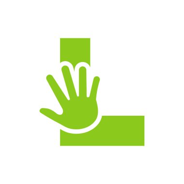 L Harfi El Logosu El Bakımı, Yardım İşareti ve Bağış Sembol Vektör Şablonu