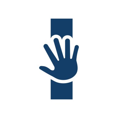 Letter I Hand Logo Concept For Hand Care, Charity Sign and Donation Logo Symbol Vector Template