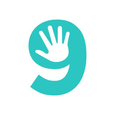 Harf 9 El Logosu El Bakımı, Yardım ve Bağış Sembol Vektör Şablonu