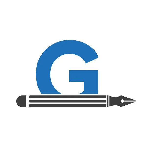 Letter Pencil Logo Design Concept Art Designer Logotype Architects Logo — Image vectorielle