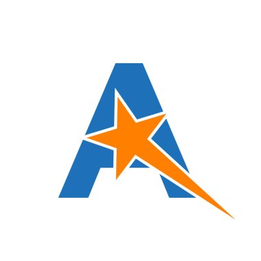 Negatif Uzay Yıldızı Logo Vektör Şablonu. Asgari Yıldız Sembolü