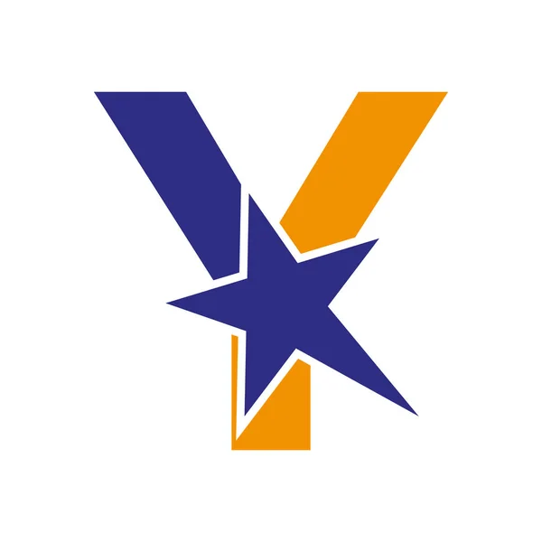 Buchstabe Negative Space Star Logo Vector Template Minimales Sternensymbol — Stockvektor