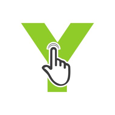 Y Harfi Parmak Tıklama Logo Vektör Şablonu Teknoloji Sembolü