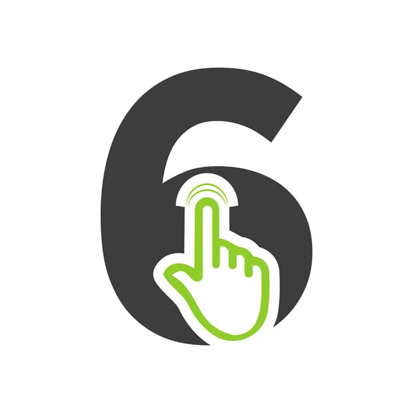 Letter Finger Click Logo Vector Template Concept Technology Symbol — Archivo Imágenes Vectoriales