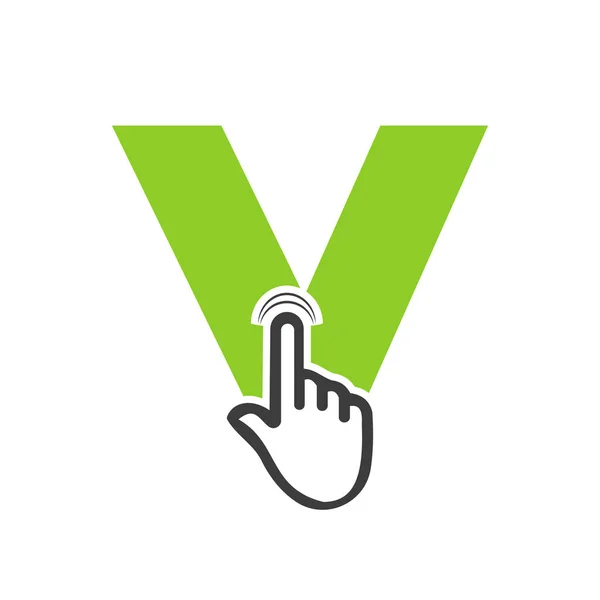 Letter Finger Click Logo Vector Template Concept Technology Symbol — Vector de stock