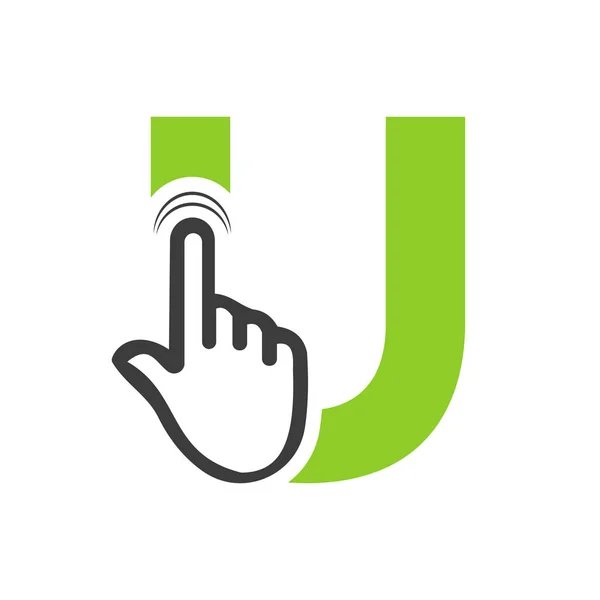 Letter Finger Click Logo Vector Template Concept Technology Symbol —  Vetores de Stock