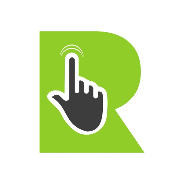 Letter Finger Click Logo Vector Template Concept Technology Symbol — Stock Vector