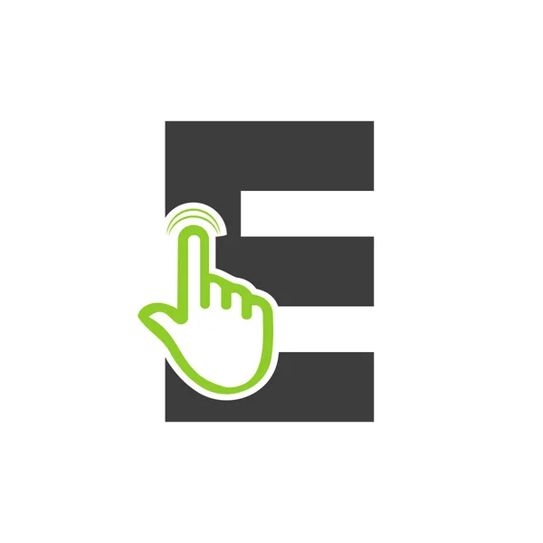 Letter Finger Click Logo Vector Template Concept Technology Symbol — Image vectorielle