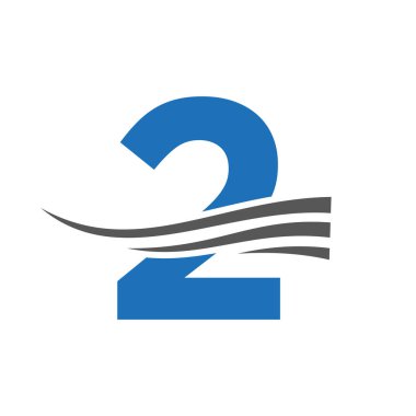 İlk Monogram Mektup 2 Logo Tasarımı. Modern 2 Logotype Vektör Şablonu