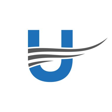 İlk Monogram U Logosu Tasarımı. Modern U Logotype Vektör Şablonu