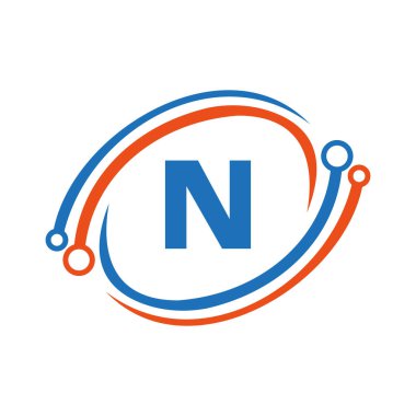 Technology Logo Design On N Letter Concept. Technology Network Logo Template