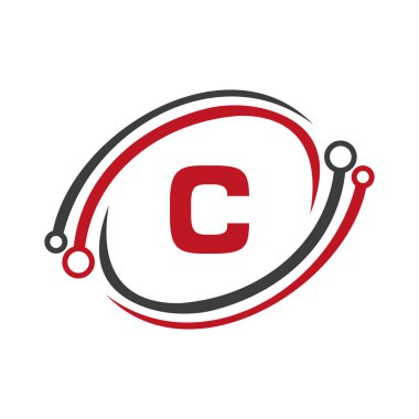 Technology Logo Design On C Letter Concept. Technology Network Logo Template