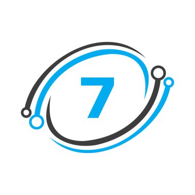 Technology Logo Design On 7 Letter Concept. Technology Network Logo Template
