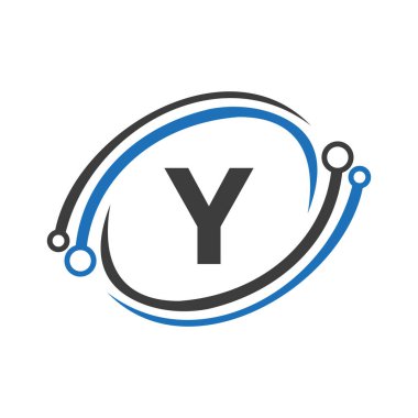 Technology Logo Design On Y Letter Concept. Technology Network Logo Template