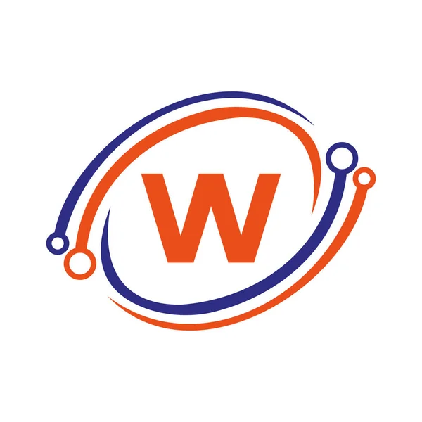 Technology Logo Design Letter Concept Technology Network Logo Template — Wektor stockowy