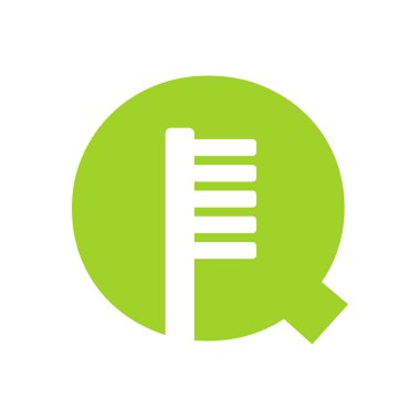 Letter Q Dental Logo Concept with Tooth Brush Vector Template. Teeth, Dental Care Symbol, Medical and Medicine Sign