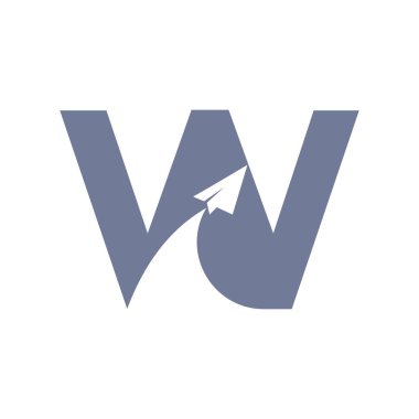Letter W Travel Logo Combine With Flying Airplane Vector Template. Tourist Logo Element