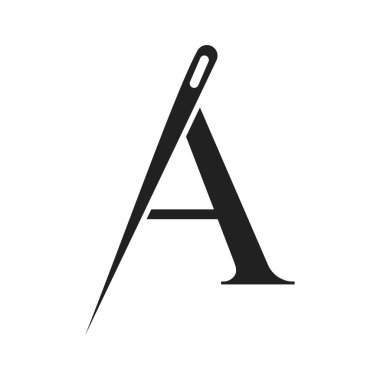 Letter A Tailor Logo, Needle and Thread Combination for Embroider, Textile, Fashion, Cloth, Fabric Template