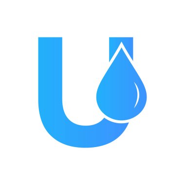 Letter U Water Logo Element Vector Template. Water Drop Logo Symbol