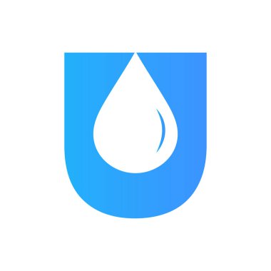 Letter U Water Logo Element Vector Template. Water Drop Logo Symbol