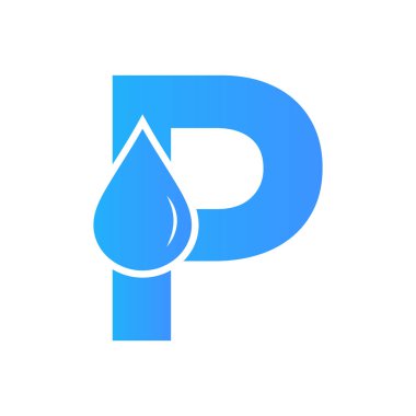 Letter P Water Logo Element Vector Template. Water Drop Logo Symbol