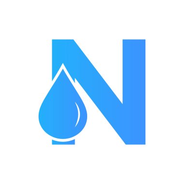 Letter N Water Logo Element Vector Template. Water Drop Logo Symbol