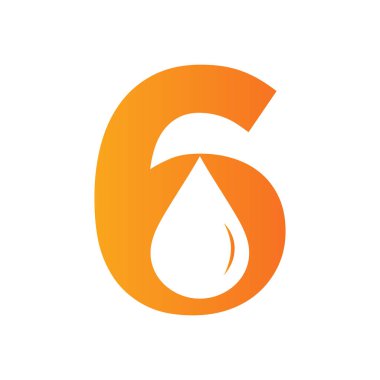 Letter 6 Water Logo Element Vector Template. Water Drop Logo Symbol