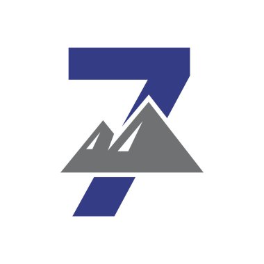 Letter 7 Mount Logo Vector Sign. Mountain Nature Landscape Logo Combine With Hill Icon and Template