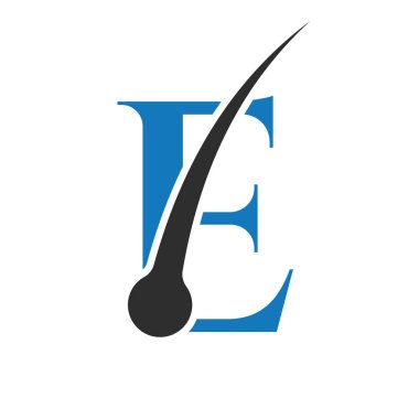 Hair Treatment Logo on E Letter Vector template. Dermatology Logo Design, Hair Care Treatment. Anti-Dandruff Flakes Icon for Shampoo. Anti-dandruff Oil Symbol