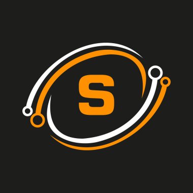 Letter S Technology Logo Combine with Technology Cable Vector Template