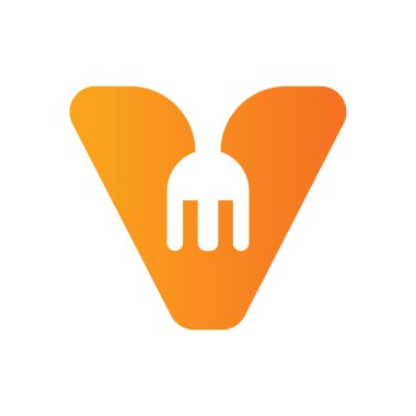 Letter V Restaurant Logo Combined with Fork Icon Vector Template