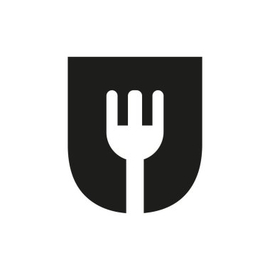 Letter U Restaurant Logo Combined with Fork Icon Vector Template