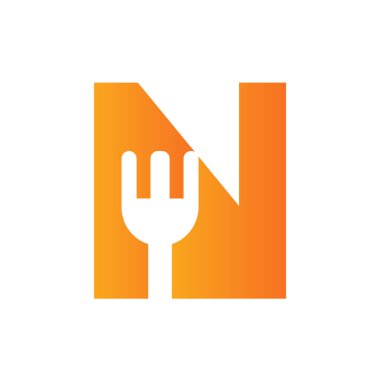 Letter N Restaurant Logo Combined with Fork Icon Vector Template