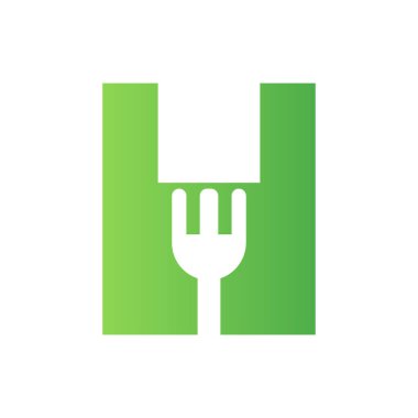 Letter H Restaurant Logo Combined with Fork Icon Vector Template