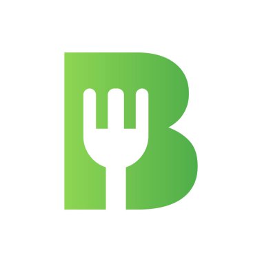 Letter B Restaurant Logo Combined with Fork Icon Vector Template