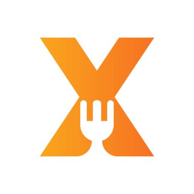 Letter X Restaurant Logo Combined with Fork Icon Vector Template