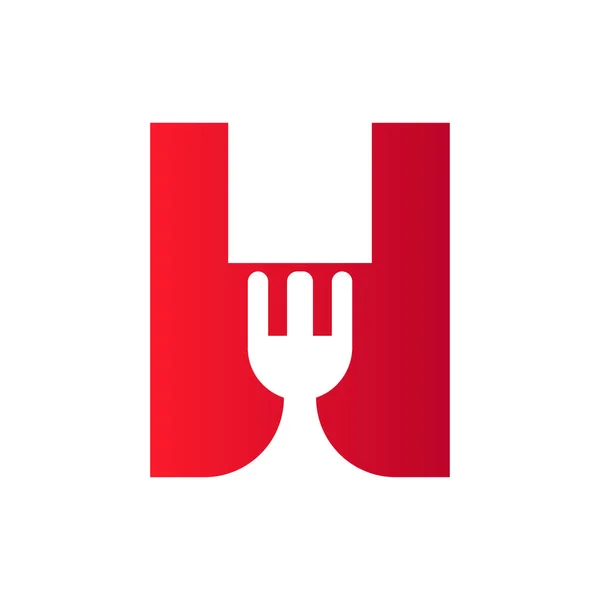 Letter Restaurant Logo Combined Fork Icon Vector Template — ストックベクタ