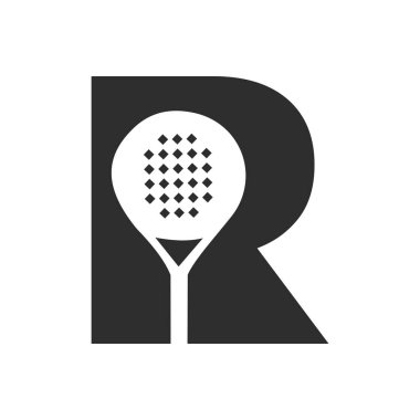 Letter R Padel Racket Logo Design Vector Template. Beach Table Tennis Club Symbol
