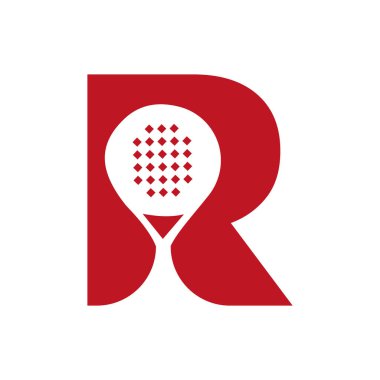 Letter R Padel Racket Logo Design Vector Template. Beach Table Tennis Club Symbol