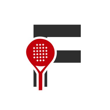 Letter F Padel Racket Logo Design Vector Template. Beach Table Tennis Club Symbol