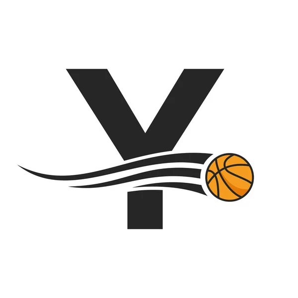 Letter Basket Ball Logo Design Basket Club Symbol Vector Template — Stok Vektör