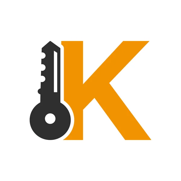 Letter Key Logo Combine House Locker Key Real Estate House — Stok Vektör