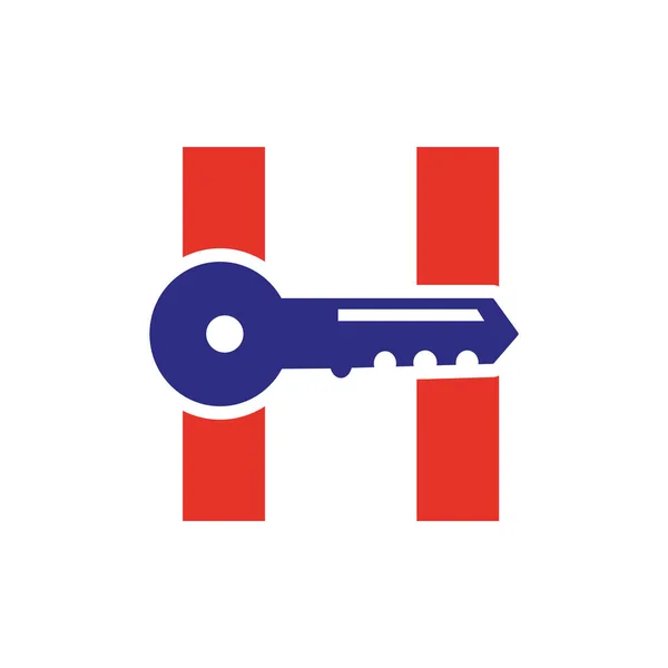 Letter Key Logo Combine House Locker Key Real Estate House — Wektor stockowy