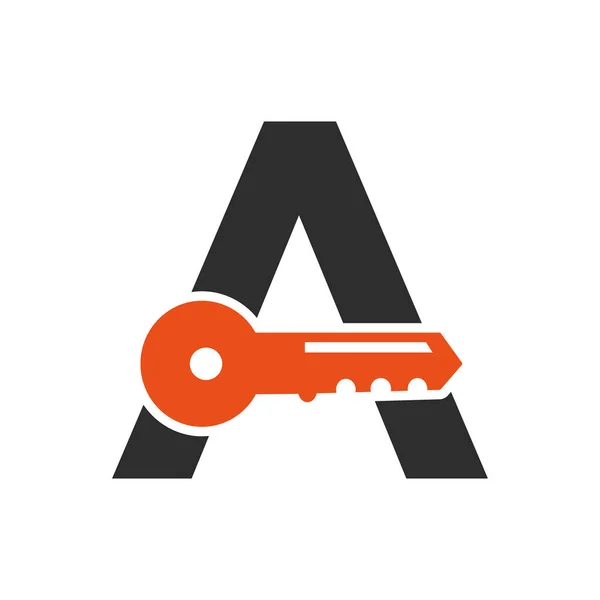 Letter Key Logo Combine House Locker Key Real Estate House — Wektor stockowy