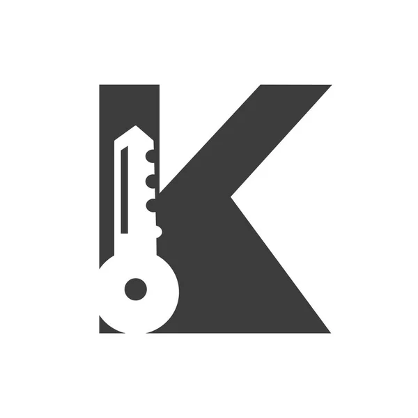 Letter Key Logo Combine House Locker Key Real Estate House — ストックベクタ